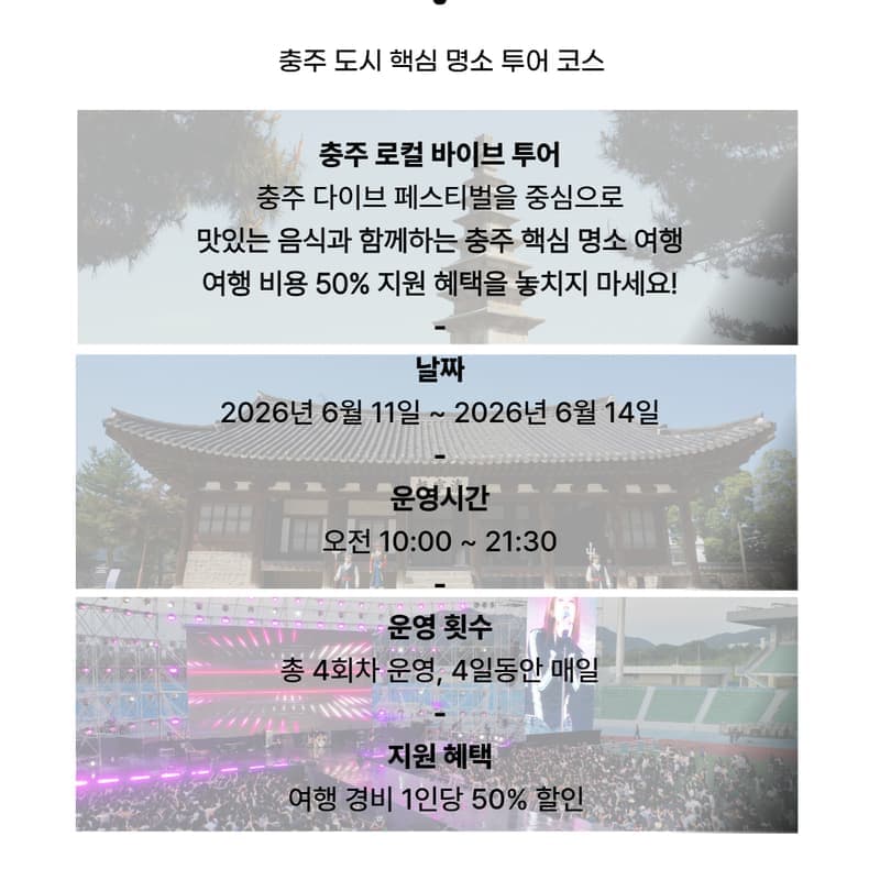 [외국인/당일] 충주 로컬 바이브 투어ㅣ 중앙탑 - 관아골 - 다이브 페스티벌 사진 4